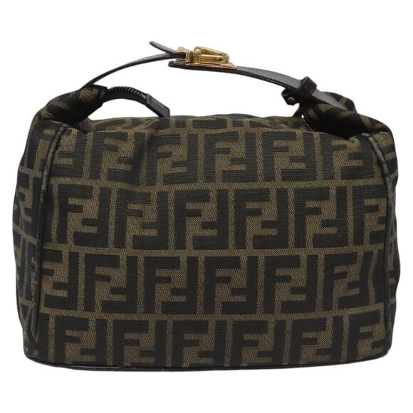 FENDI Zucca Canvas Hand Bag Brown Black Gold - Picture 3 of 13